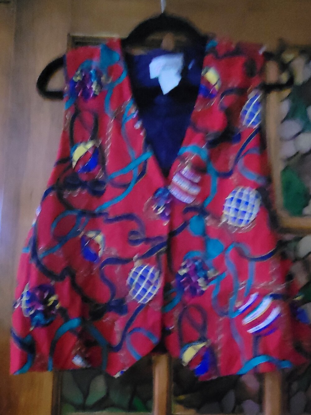 Talbots Multi Color Patterned Christmas Vest #32